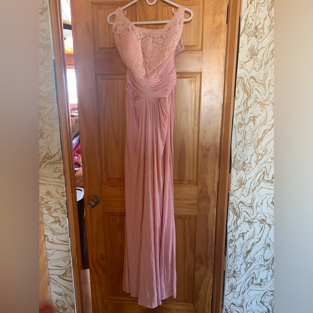 Beautiful pink gown with front design and straps